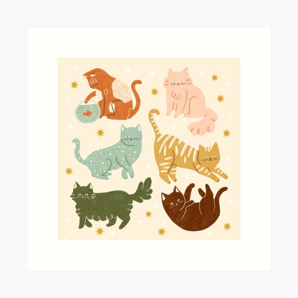 Regenbogen-Katzenmuster Kunstdruck