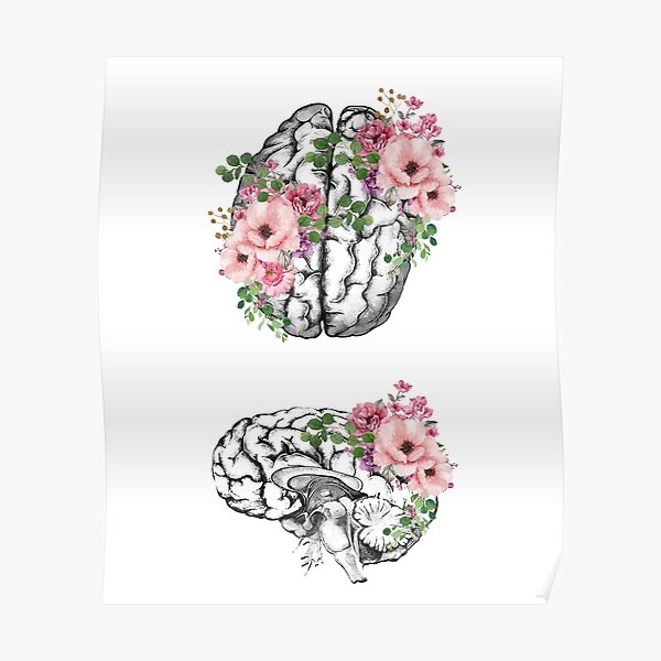 Brain With Flowers Posters for Sale  Redbubble