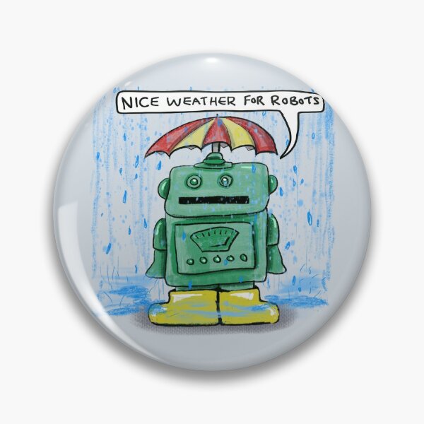 Item preview, Little Green Robot Likes The Rain: daily doodle design designed and sold by Hannah's  Doodles.
