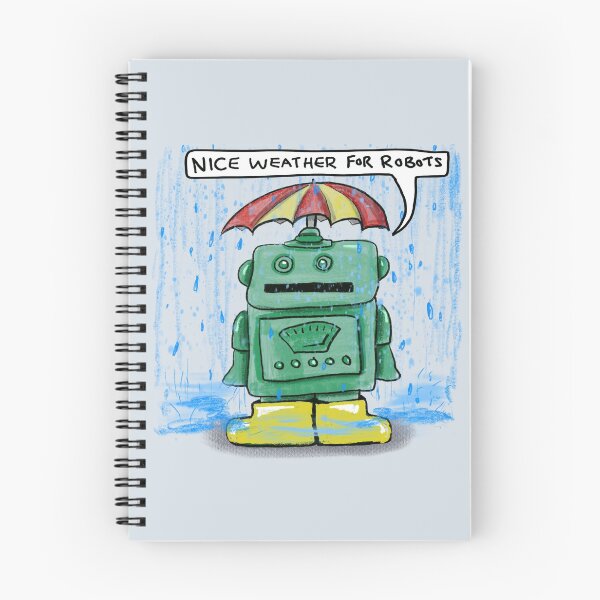 Item preview, Little Green Robot Likes The Rain: daily doodle design designed and sold by Hannah's  Doodles.