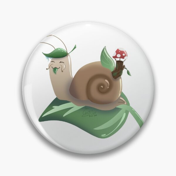 Item preview, cute snail on leaf designed and sold by CastOutArtist.