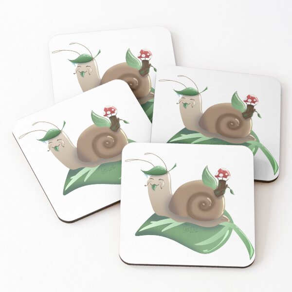 Item preview, cute snail on leaf designed and sold by CastOutArtist.
