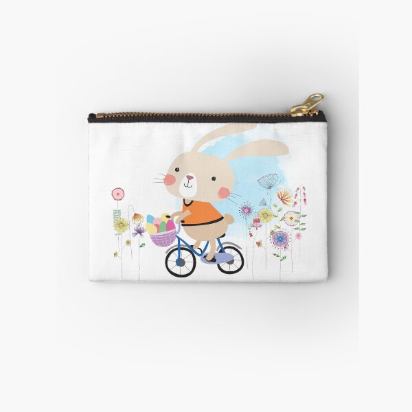 Item preview, Cute Bunny on Bicycle Easter Eggs Flowers designed and sold by peacockcards.