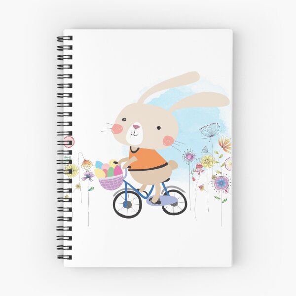 Item preview, Cute Bunny on Bicycle Easter Eggs Flowers designed and sold by peacockcards.
