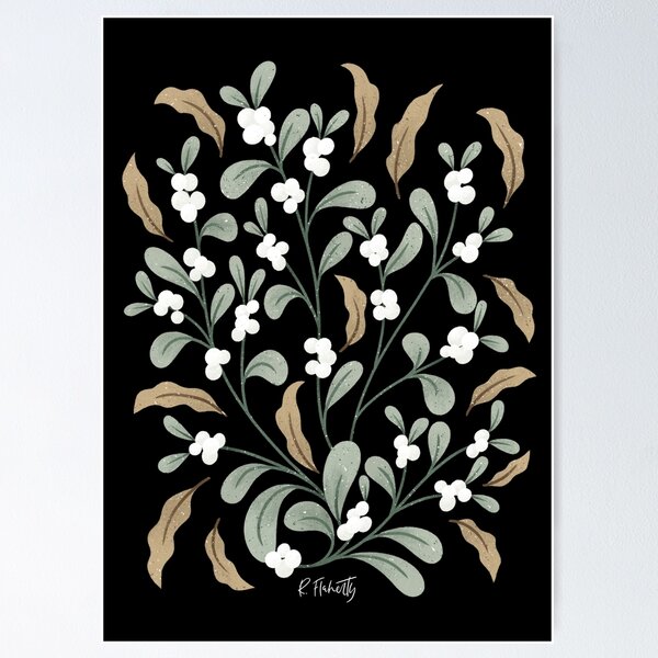 Item preview, Snowberry Botanical | Black designed and sold by RebeccaFlaherty.