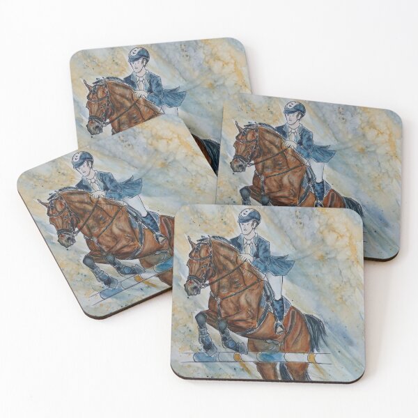 Item preview, Show jumping watercolor painting designed and sold by horseaddicted.