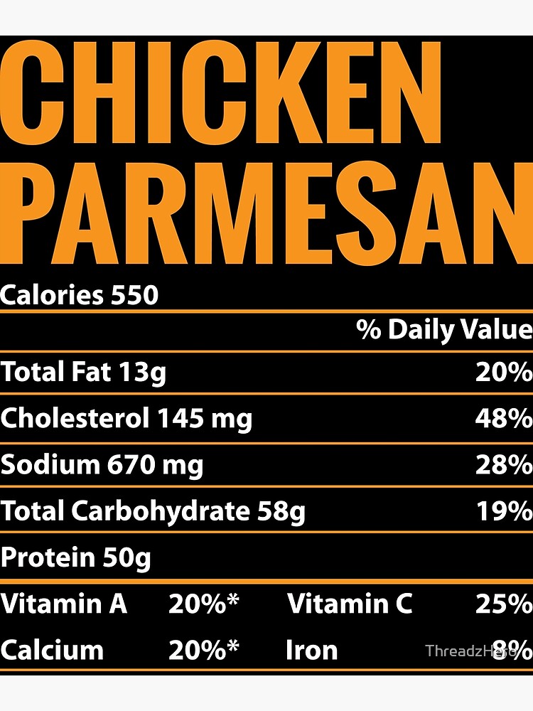 "Funny Italian Chicken Parmesan Nutrition Facts" Poster by ThreadzHero