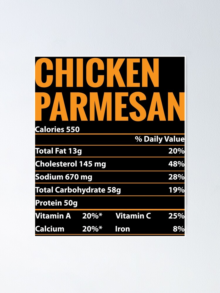 "Funny Italian Chicken Parmesan Nutrition Facts" Poster by ThreadzHero