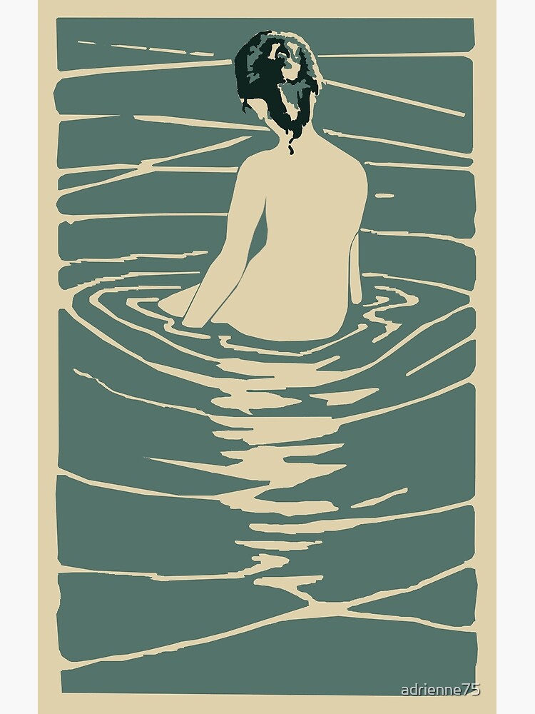 Vintage Japanese Style art nouveau Style mid century modern Zen Bather |  Poster