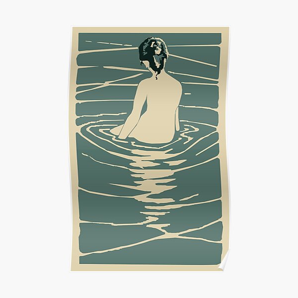 Vintage Japanese Style art nouveau Style mid century modern Zen Bather Poster
