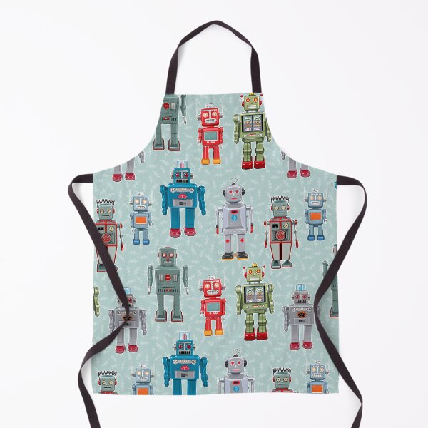 Item preview, Vintage Toy Robots on Aqua, Atomic Collectible Toy Robots designed and sold by theodoredesign.