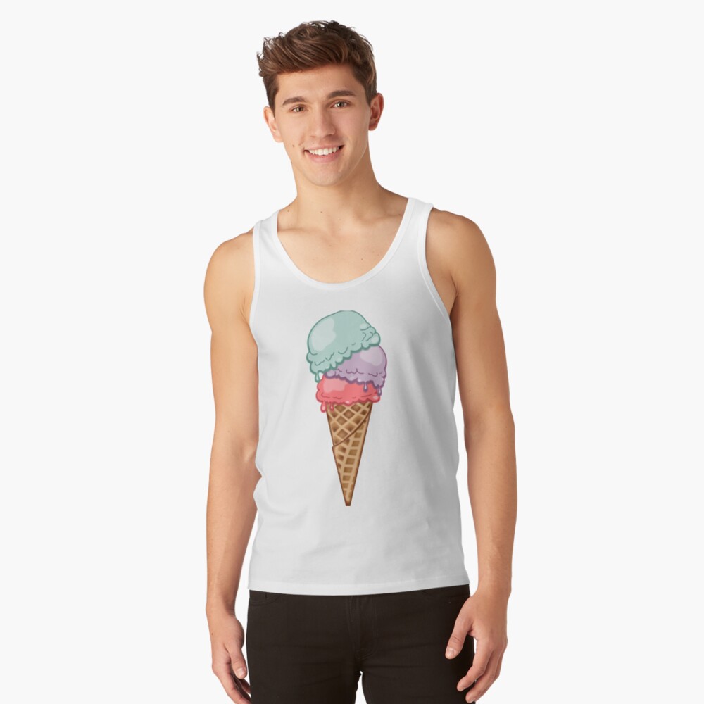 Boy with Tripe Scoop Ice Cream Cone Yoga Mat by CSA Images