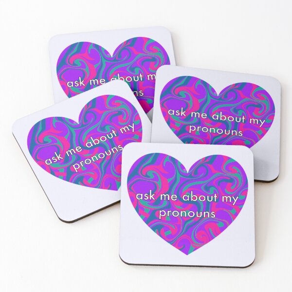 Item preview, “Ask Me About My Pronouns” Pronouns Heart  designed and sold by Mickey Kyan.