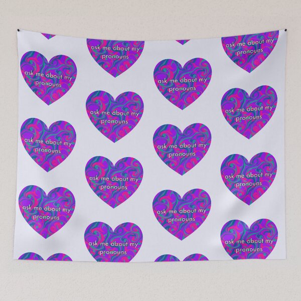 Item preview, “Ask Me About My Pronouns” Pronouns Heart  designed and sold by Mickey Kyan.