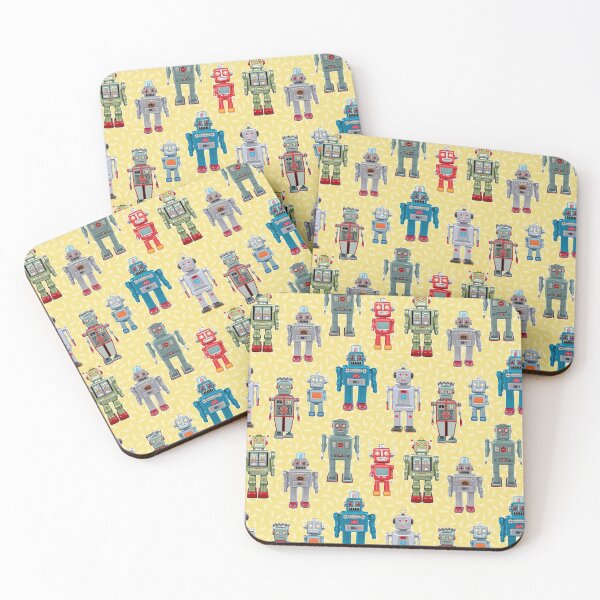 Item preview, Vintage Toy Robots in Yellow, Collectible Atomic Robot Toys designed and sold by theodoredesign.