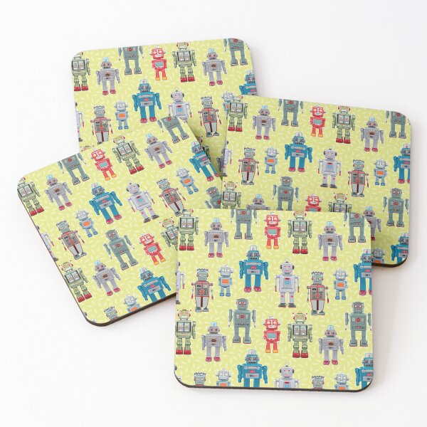 Item preview, Vintage Toy Robots, Atomic Collectible Robots on Green designed and sold by theodoredesign.