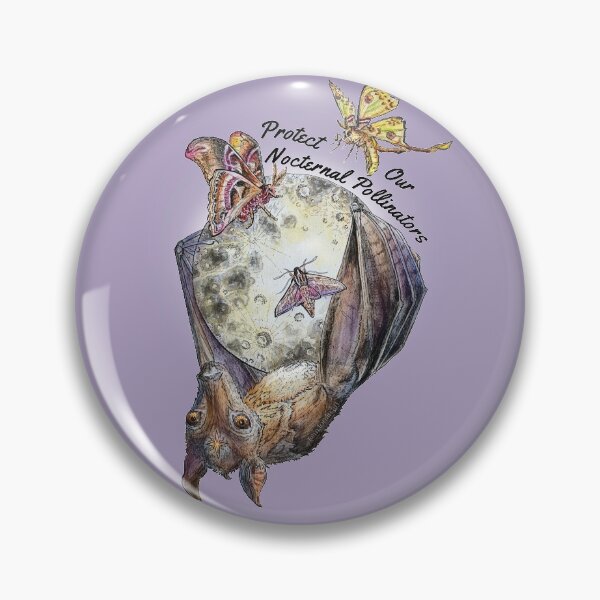 Item preview, Flying fox and Moon artwork; bat hanging from the moon with moths and lightening bugs, BELLA LUNA by Mandy Lorain,  designed and sold by MLorainArt.