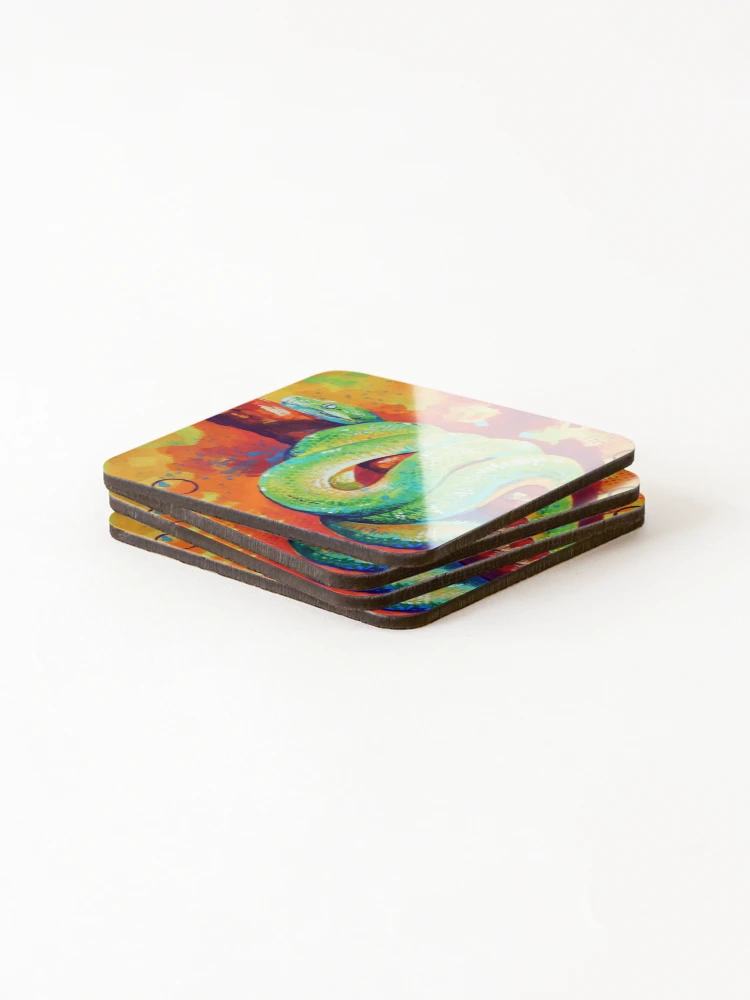 Thumbnail 4 of 5, Coasters (Set of 4), Green Python designed and sold by Sandra Trubin.