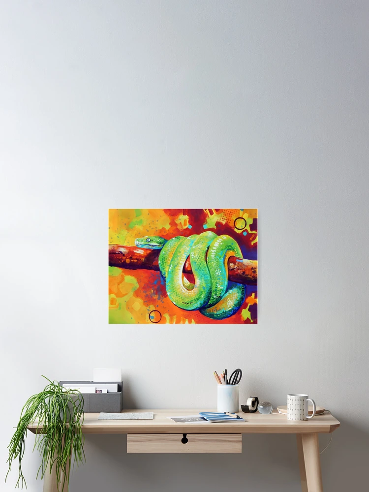 Aperçu 2 sur 3. Poster avec l'œuvre Python vert créée et vendue par Sandra Trubin.