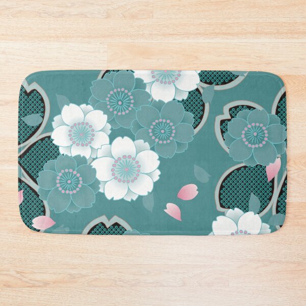 Item preview, Pink White Teal Floral Japanese Sakura Kimono Pattern designed and sold by Vicky Brago-Mitchell®.
