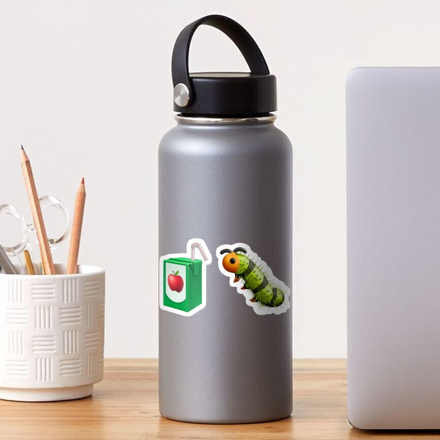 "Caterpillar and Apple Juice Emoji Combination" Sticker for Sale by art