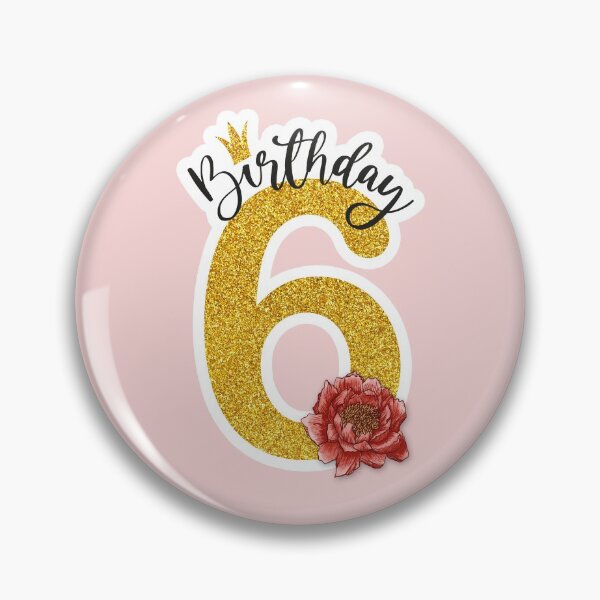 Aperçu de l'œuvre Paillettes dorées avec pivoine rouge rose anniversaire fille 6 ans rose créée et vendue par Between Clouds.
