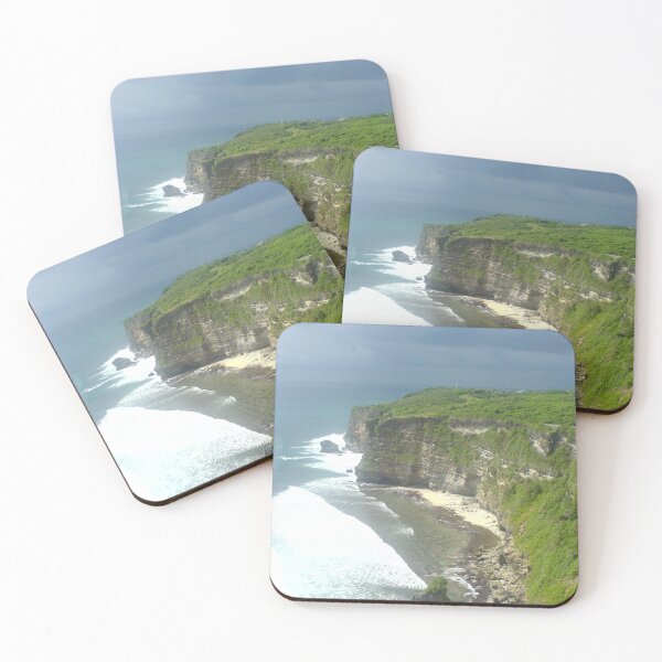 Item preview, natural landscape ocean, waves, mountains with greenery above them blue sky designed and sold by nataliavavilina.
