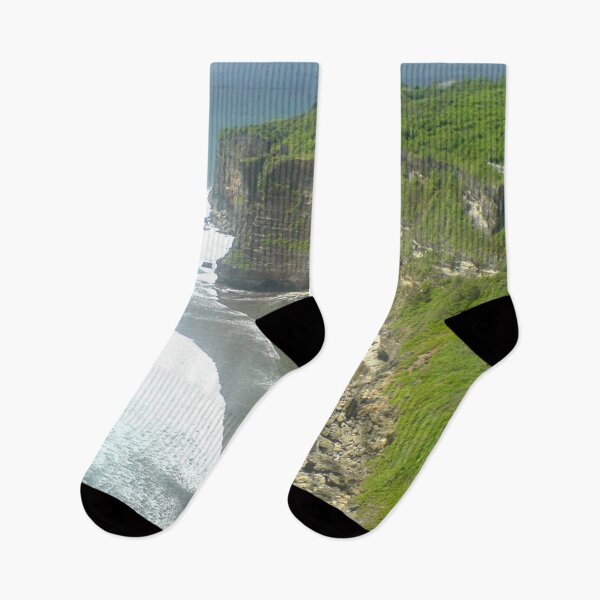 Item preview, natural landscape ocean, waves, mountains with greenery above them blue sky designed and sold by nataliavavilina.