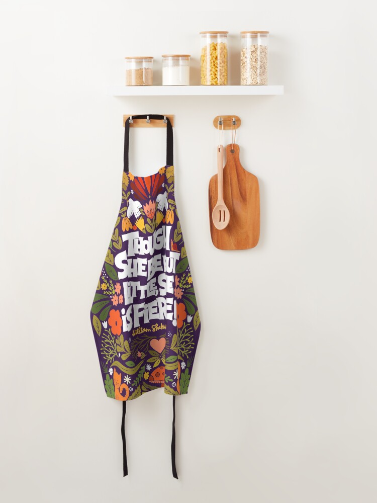 Alternate view of though she be but little, she is fierce! Apron