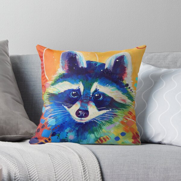 Multicolor Raccoon Love Gifts Raccoon Whisperer Lover Gift Throw Pillow 16x16