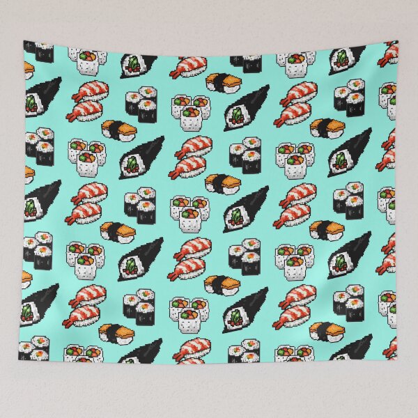 Item preview, Cute/Kawaii Japanese Sushi Set Pixel Art designed and sold by Neroaida.