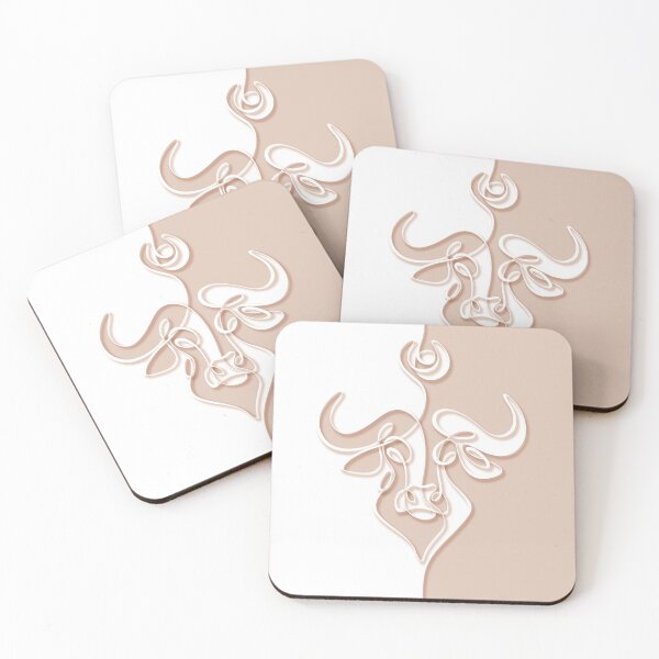 Item preview, Minimalistic Continuous Line Bull Portrait with 3d effect (white and rose colorblock) designed and sold by lissantee.