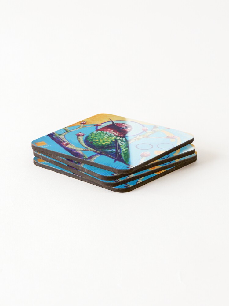 Thumbnail 4 of 5, Coasters (Set of 4), Hummingbird designed and sold by TooMuchColor.