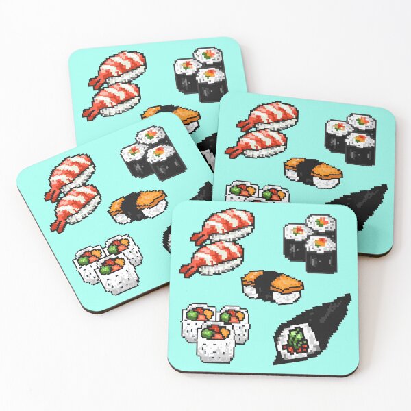 Item preview, Cute/Kawaii Japanese Sushi Set Pixel Art designed and sold by Neroaida.