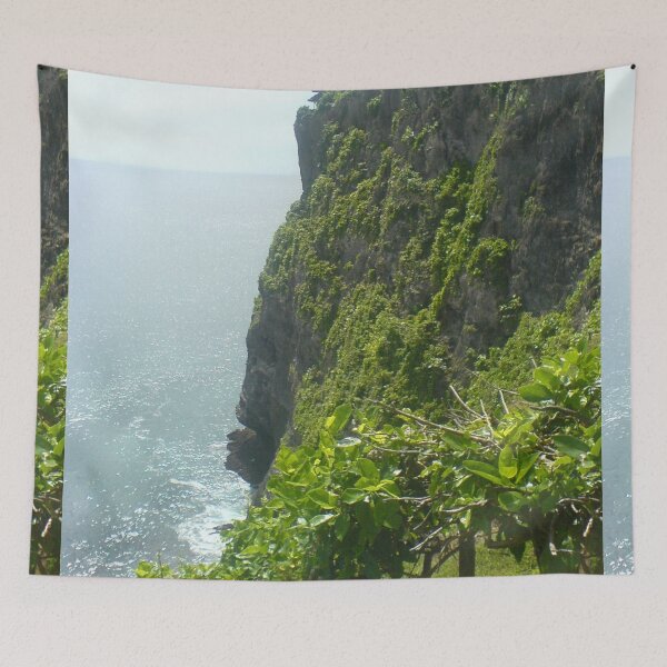 Item preview, natural landscape ocean, waves, mountains with greenery above them blue sky designed and sold by nataliavavilina.