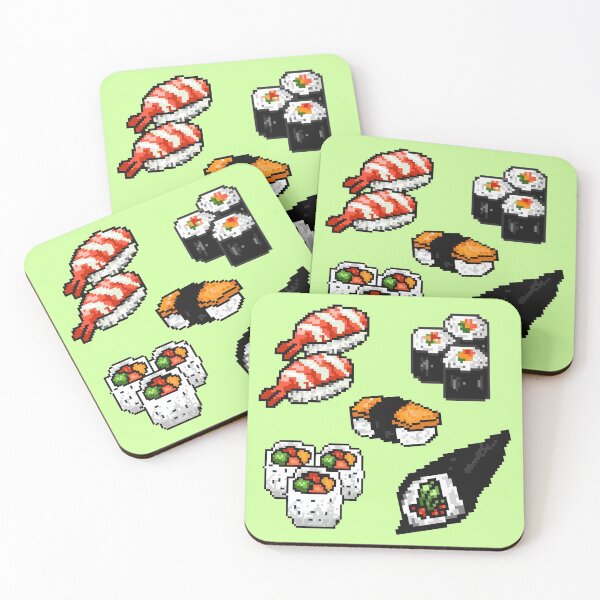 Item preview, Cute/Kawaii Japanese Sushi Set Pixel Art (Pink) designed and sold by Neroaida.