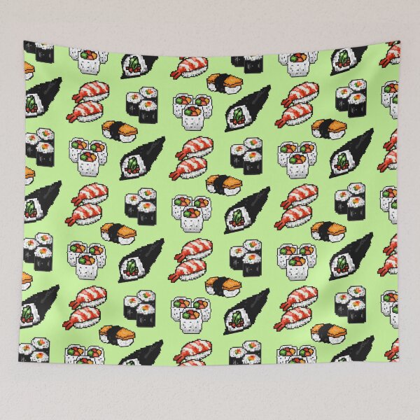 Item preview, Cute/Kawaii Japanese Sushi Set Pixel Art (Pink) designed and sold by Neroaida.