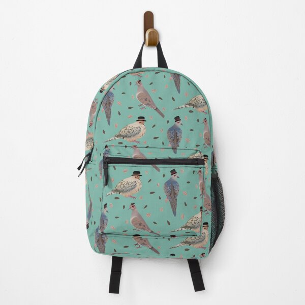 Mourning Dove Birds - Cute Grey and Turquoise Bird Illustration Pattern Backpack