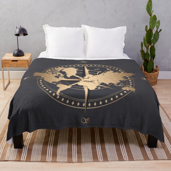 Item preview, Gold world map with grey compass on background designed and sold by CynthiaGraphics.