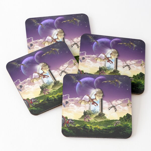Item preview, Mystical World of Dragons on Dreamy Purple Background designed and sold by ShajenDesigns.