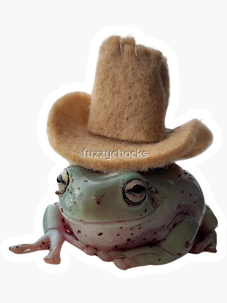 Frog Cowboy Hat Sticker By Fuzzychocks Redbubble 4346