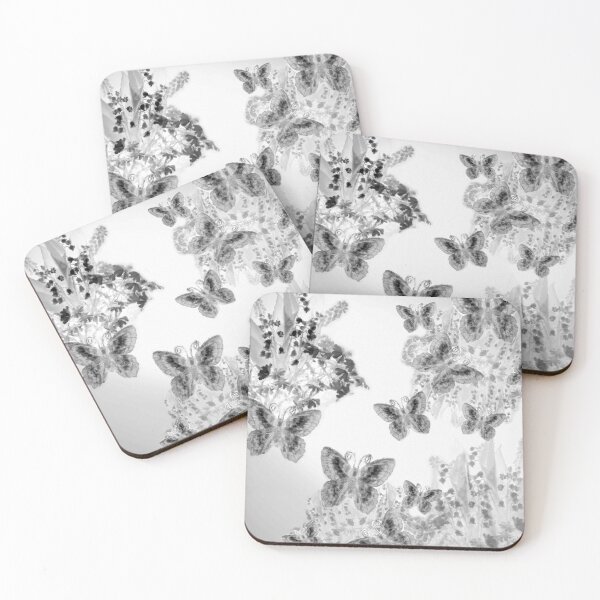 Artikelvorschau, Butterflies and Floral Silver Gray entworfen und verkauft von Sharon Schwalbe.