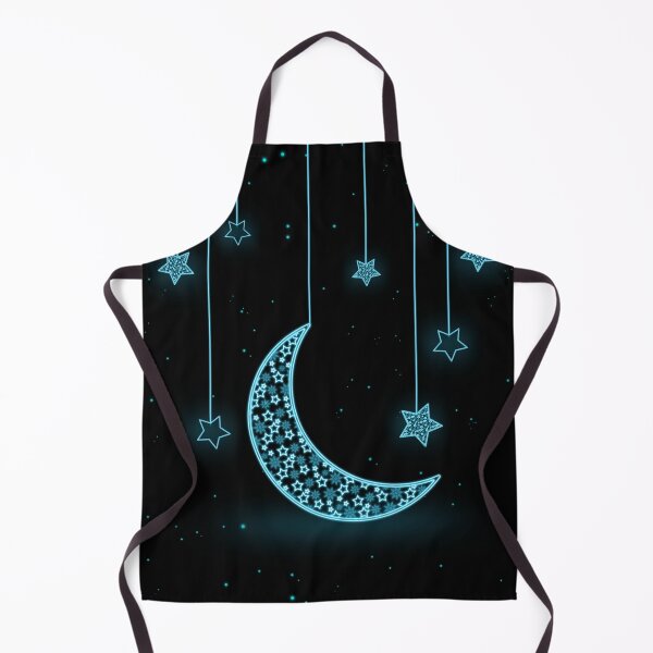 Item preview, Baby Blue Crescent Moon and Stars on Black Background designed and sold by ShajenDesigns.