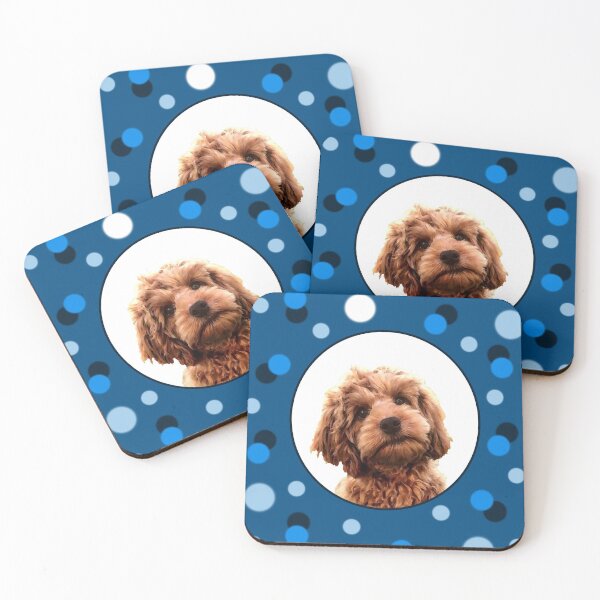 Item preview, Cockerpoo Design with Fuzzy Spots Blue Frame designed and sold by OByD.
