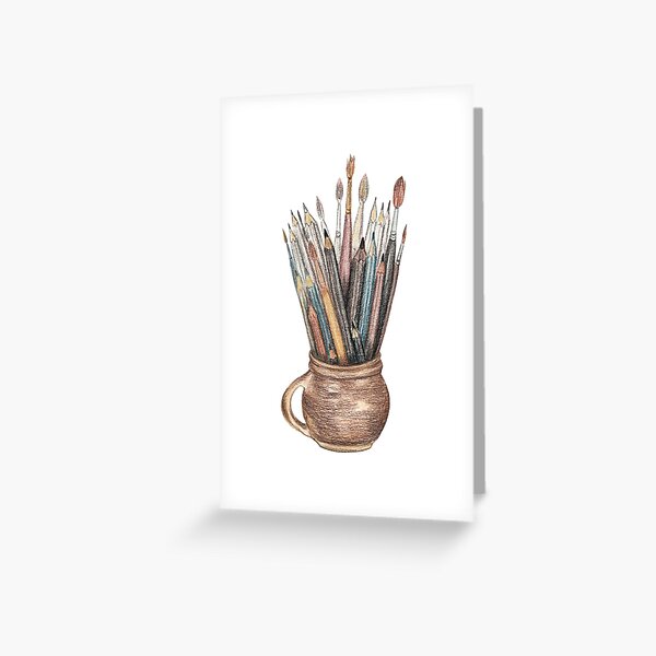Artikel-Vorschau von Bleistifte und Pinsel in einem Topf, designt und verkauft von Flowersforbear.