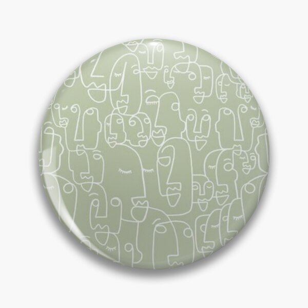 Item preview, Doodle Faces On Sage green Background Emotions designed and sold by AMS-ART.