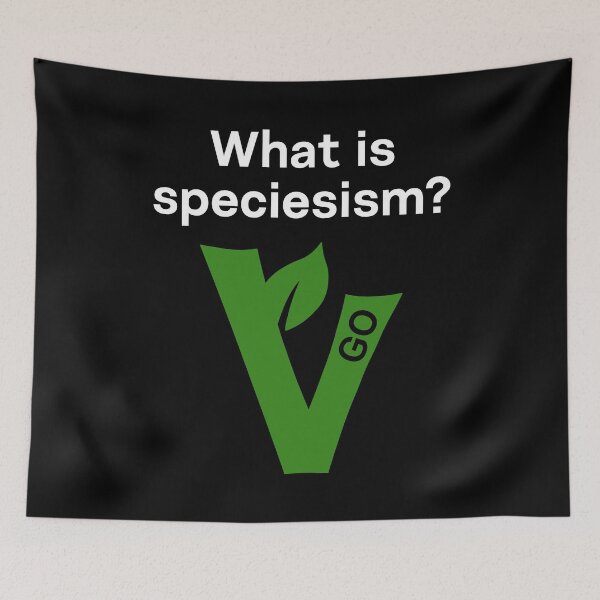 Item preview, What is speciesism - vegan messge - dark BG designed and sold by reIntegration.