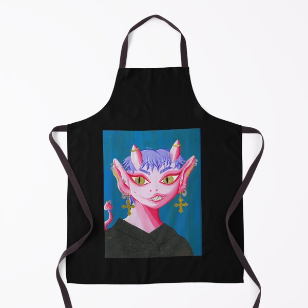 Item preview, cute demon alien acrylic & gold portrait painting designed and sold by Grace Behler.