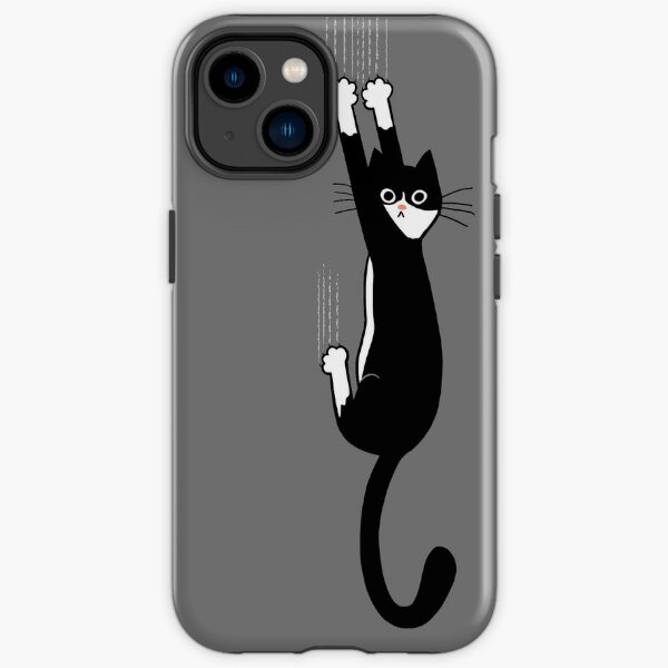 Black and White Cat Hanging On | Funny Tuxedo Cat iPhone Tough Case
