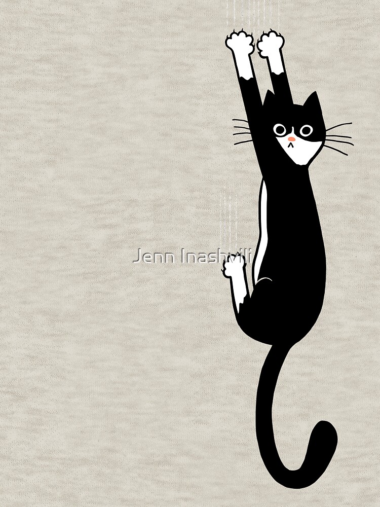Thumbnail 5 of 5, Pullover Hoodie, Black and White Cat Hanging On | Funny Tuxedo Cat designed and sold by ShortCoffee.